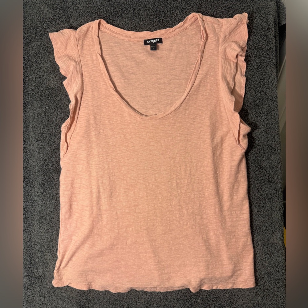 Express Light Pink‎ Ruffle Sleeve Tank Top